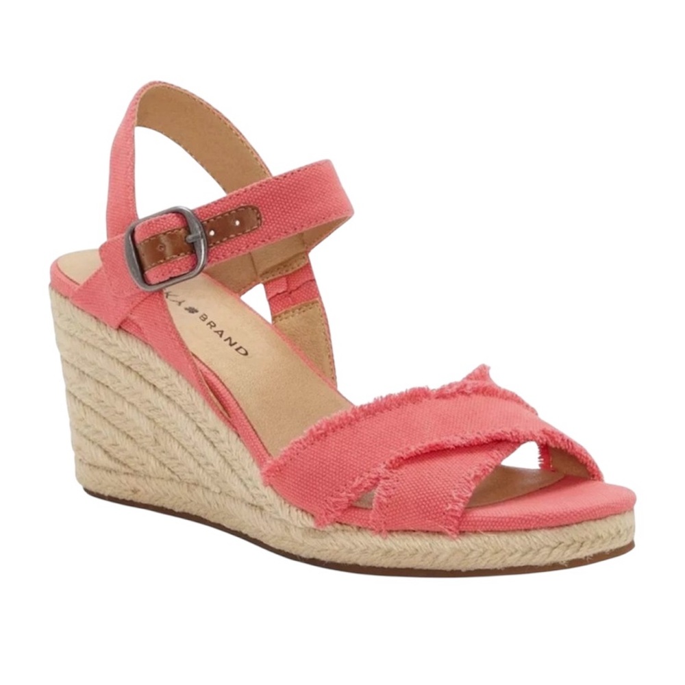Lucky Brand Margaline Calypso Coral Heavy Canvas Espadrille size 9.5